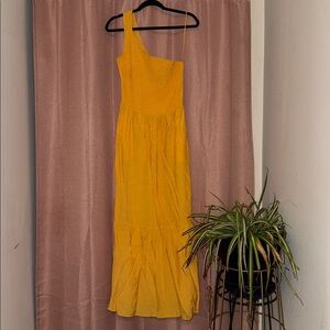 Nine West Vibrant Yellow One-Shoulder Dress